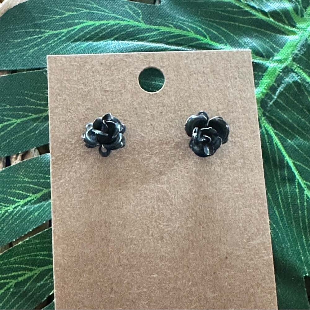 BOGO FREE Black rose stud earrings